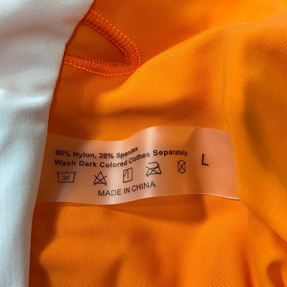 5 for $25 Shein onepiece orange swimsuit tie front cut out front - Picture 5 of 7